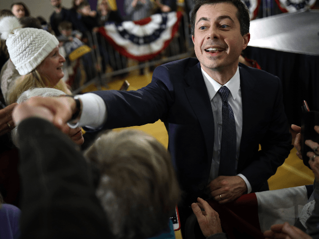 Democratic presidential candidate former South Bend, Indiana Mayor Pete Buttigieg greets I
