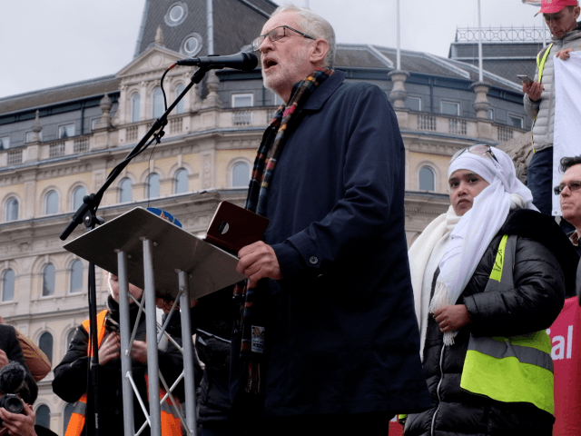 January 11th, 2020. London, England, United Kingdom. Outgoing Labour leader Jeremy Corbyn speaking at a Stop the War Coalition protest against military action against Iran. The protest comes in the wake of the U.S. talking out Revolutionary Guard General Qasem Soleimani in an airstrike. Later, the Iranian government admitted that it had shot down a Ukrainian commercial airliner, killing all 176 crew and passengers on board, "unintentionally". Photo Credit: Kurt Zindulka/Breitbart London