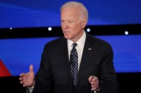 DES MOINES, IOWA - JANUARY 14: Former Vice President Joe Biden speaks during the Democratic presidential primary debate at Drake University on January 14, 2020 in Des Moines, Iowa. Six candidates out of the field qualified for the first Democratic presidential primary debate of 2020, hosted by CNN and the …