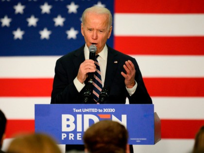 Democratic presidential candidate former Vice President Joe Biden arrives to speak at a ca