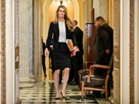 WASHINGTON, DC - JANUARY 24: Senator Kelly Loeffler (R-GA) leaves the Senate floor after the Senate impeachment trial of President Donald Trump was adjourned for the day on January 24, 2020 in Washington, DC. Democratic House managers concluded their opening arguments on Friday as the Senate impeachment trial of President …