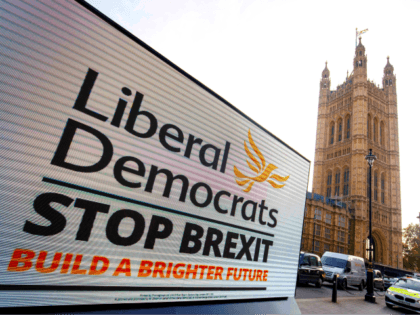 A poster van shows the Liberal Democrat slogan for the upcoming general election in central London on October 3, 2019. - Britain will go to the polls on December 12 in a bid to unlock the protracted Brexit deadlock. (Photo by Tolga AKMEN / AFP) (Photo by TOLGA AKMEN/AFP via …
