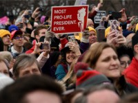 Pro-life demonstrators participate in the 47th annual "March for Life" in Washington, DC, on January 24, 2020. (Photo by OLIVIER DOULIERY / AFP) (Photo by OLIVIER DOULIERY/AFP via Getty Images)
