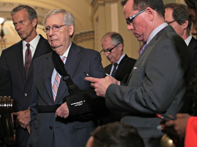 WASHINGTON, DC - SEPTEMBER 10: U.S. Senate Majority Leader Sen. Mitch McConnell (R-KY) and