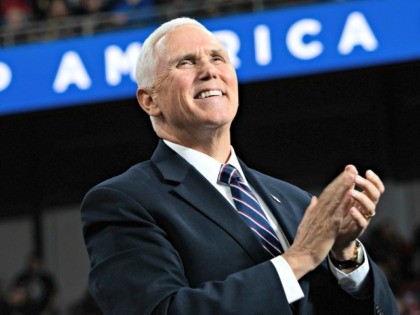 US Vice President Mike Pence gestures during a "Keep America Great" campaign ral