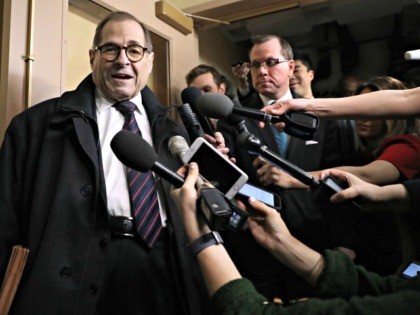 WASHINGTON, DC - JANUARY 14: House Judiciary Committee Chairman Jerrold Nadler (D-NY) talks to journalists as he arrives for the weekly House Democratic Caucus meeting in the basement of the U.S. Capitol January 14, 2020 in Washington, DC. Democratic leaders, including Speaker Nancy Pelosi (D-CA), are expected to discuss and …