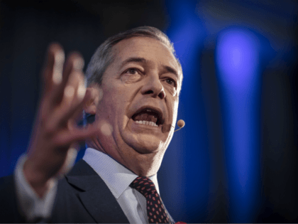 LONDON, ENGLAND - NOVEMBER 04: Brexit Party leader Nigel Farage speaks ahead of Brexit Par