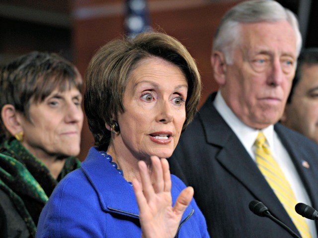 Democratic Leader Nancy Pelosi, D-Calif., speaks during a news conference on Capitol Hill in Washington, Tuesday, Dec. 20, 2011. She is joined by Rep. Rosa DeLauro, D-Conn., left, and House Minority Whip Steny Hoyer, D-Md., right, (AP Photo/Susan Walsh)