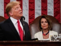 WASHINGTON, DC - FEBRUARY 5: Speaker Nancy Pelosi and Vice President Mike Pence look on as U.S. President Donald Trump delivers the State of the Union address in the chamber of the U.S. House of Representatives at the U.S. Capitol Building on February 5, 2019 in Washington, DC. President Trump's …