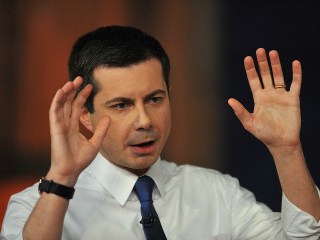 Democratic presidential candidate Mayor Pete Buttigieg is interviewed by moderator Chris W