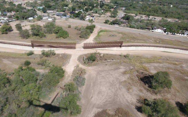 During a border orientation flight provided by CBP Air and Marine Operations, Breitbart News observed some border wall gaps are manned while others are not. (Photo: Bob Price/Breitbart Texas)