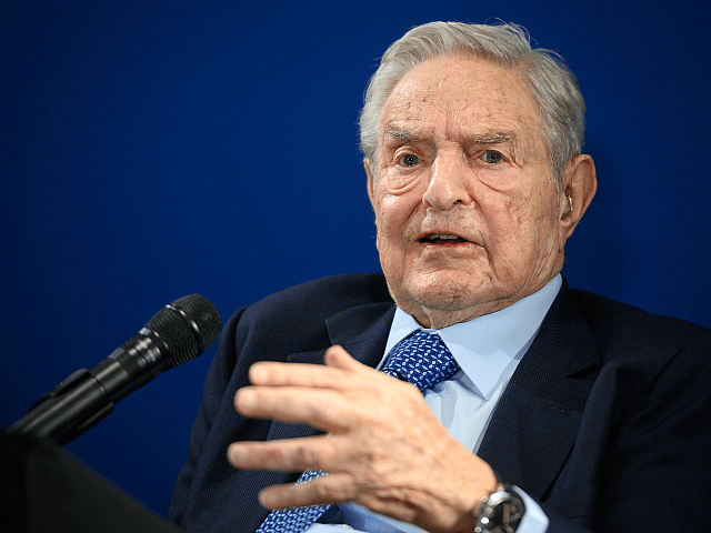 Hungarian-born US investor and philanthropist George Soros delivers a speech …