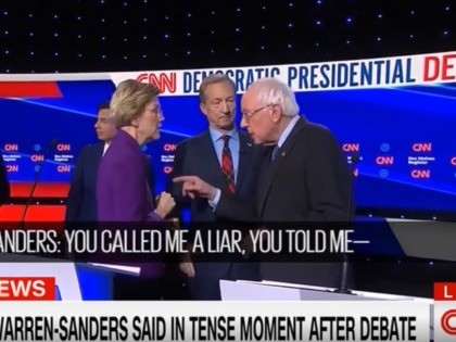 Elizabeth Warren and Bernie Sanders after 1/14/2020 Democratic debate