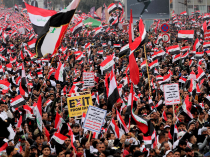Followers of Shiite cleric Muqtada al-Sadr gather in Baghdad, Iraq, Friday, Jan. 24, 2020. Thousands of supporters of an influential, radical Shiite cleric gathered Friday in central Baghdad for a rally to demand that American troops leave the country amid heightened anti-US sentiment after a drone strike ordered by Washington …
