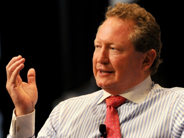 Mining billionaire Andrew "Twiggy" Forrest speaks during a business luncheon in Sydney on