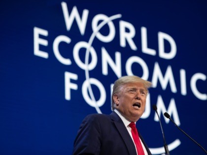 President Donald Trump delivers the opening remarks at the World Economic Forum, Tuesday, Jan. 21, 2020, in Davos, Switzerland. (AP Photo/ Evan Vucci)