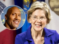 (INSET: Dwayne Johnson aka "The Rock") ORANGEBURG, SC - NOVEMBER 08: Democratic presidential candidate, Sen. Elizabeth Warren (D-MA) addresses the audience at the Environmental Justice Presidential Candidate Forum at South Carolina State University on November 8, 2019 in Orangeburg, South Carolina. Warren participated in the forum with fellow candidates Sen. …