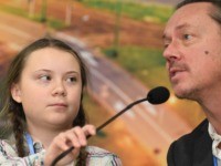 Swedish 15-year old climate activist, Greta Thunberg and her father Svante attend a press conference during the COP24 summit on climate change in Katowice, Poland, on December 04, 2018. - Greta decided to go on school strike every Friday in front of the Swedish parliament to get politicians to act …