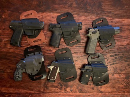 The CrossBreed Holsters SnapSlide outside the waistband (OWB) holster is a leather-backed,