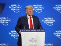 U.S. President Donald Trump addresses the World Economic Forum in Davos, Switzerland, Tuesday, Jan. 21, 2020. The 50th annual meeting of the forum will take place in Davos from Jan. 21 until Jan. 24, 2020. (AP Photo/Markus Schreiber)