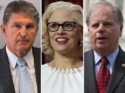 Three moderate Democrat senators — Joe Manchin (WV), Doug Jones (AL), and Kyrsten Sine
