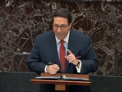 In this image from video, personal attorney to President Donald Trump, Jay Sekulow, speaks during the impeachment trial against President Donald Trump in the Senate at the U.S. Capitol in Washington, Monday, Jan. 27, 2020. (Senate Television via AP)