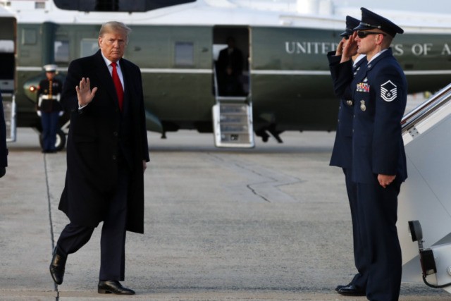 Election 2020 Trump Donald Trump President Donald Trump boards Air Force One at Andrews Air Force Base, Md., Thursday, Jan. 9, 2020, en route to a campaign rally in Ohio. (AP Photo/ Jacquelyn Martin) The Associated Press