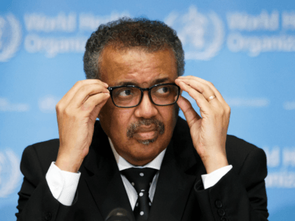 Tedros Adhanom Ghebreyesus, Director General of the World Health Organization (WHO), addresses the media during a press conference at the World Health Organization (WHO) headquarters in Geneva, Switzerland, Monday, Feb. 10, 2020 on the situation regarding to the new coronavirus. (Salvatore Di Nolfi/Keystone via AP)