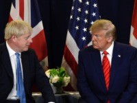 President Donald Trump meets with British Prime Minister Boris Johnson at the United Nations General Assembly, Tuesday, Sept. 24, 2019, in New York. (AP Photo/Evan Vucci)