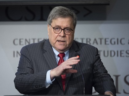 Attorney General William Barr gives the keynote address to the Center for Strategic and In