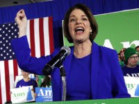 Democratic presidential candidate Sen. Amy Klobuchar, D-Minn., speaks at her election night party, Tuesday, Feb. 11, 2020, in Concord, N.H. (AP Photo/Robert F. Bukaty)