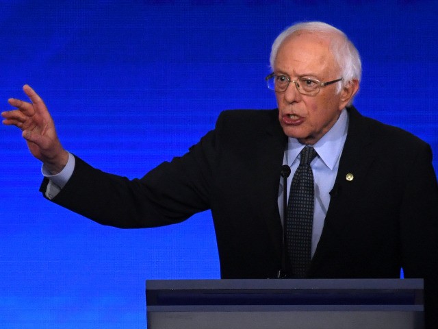 Democratic presidential hopeful Vermont Senator Bernie Sanders speaks during the eighth De