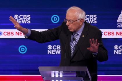 CHARLESTON, SOUTH CAROLINA - FEBRUARY 25: Democratic presidential candidate Sen. Bernie Sanders (I-VT) speaks during the Democratic presidential primary debate at the Charleston Gaillard Center on February 25, 2020 in Charleston, South Carolina. Seven candidates qualified for the debate, hosted by CBS News and Congressional Black Caucus Institute, ahead of …
