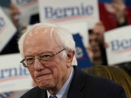 Democratic presidential hopeful Vermont Senator Bernie Sanders arrives to speak at a Prima