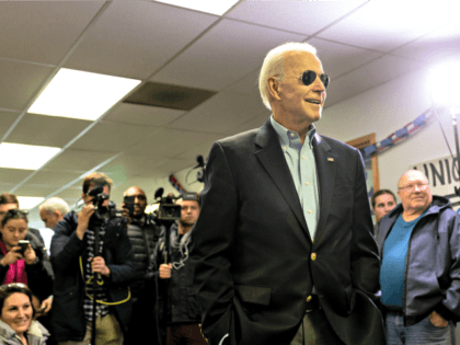 Democratic presidential candidate former Vice President Joe Biden speaks during a stop at