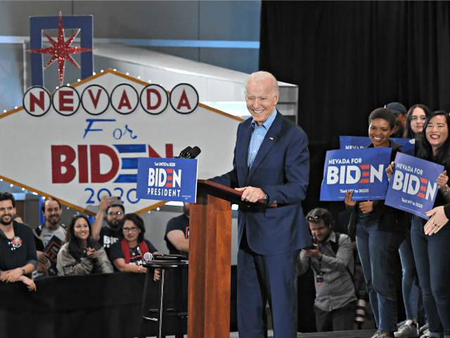 LAS VEGAS, NEVADA - FEBRUARY 22: Democratic presidential candidate former Vice President J