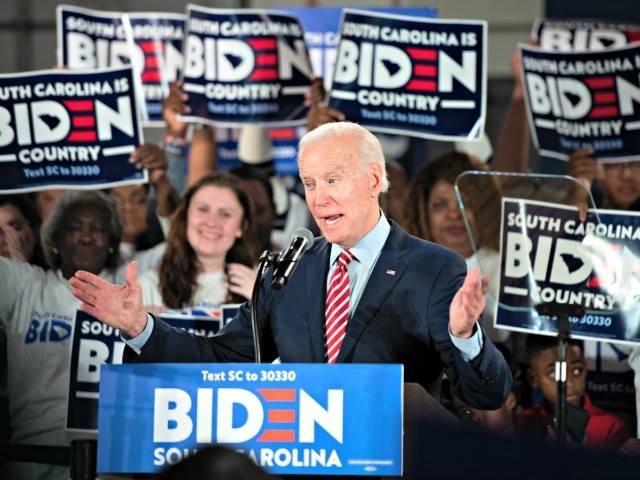 COLUMBIA, SC - FEBRUARY 11: Democratic presidential candidate former Vice President Joe Biden addresses the crowd during a South Carolina campaign launch party on February 11, 2020 in Columbia, South Carolina. Biden skipped a primary night event in New Hampshire after the count there showed a distant finish to front …