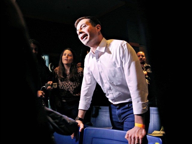 Democratic presidential candidate former South Bend, Ind., Mayor Pete Buttigieg visits a c