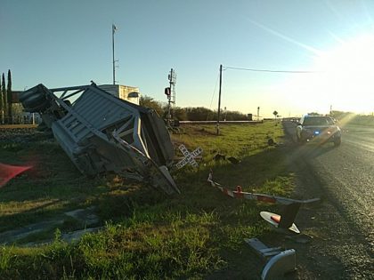 This morning an 18 wheeler high centered on the railroad tracks at FM78 / Country Lane and was struck by a train. Please avoid the area if possible as cleanup will take some time. No injuries reported at this time. #cibolotraffic