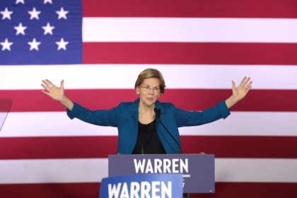 MANCHESTER, NEW HAMPSHIRE - FEBRUARY 11: Democratic presidential candidate Sen. Elizabeth Warren (D-MA) speaks at her primary night event on February 11, 2020 in Manchester, New Hampshire. New Hampshire voters cast their ballots today in the first-in-the-nation presidential primary. (Photo by Scott Olson/Getty Images)