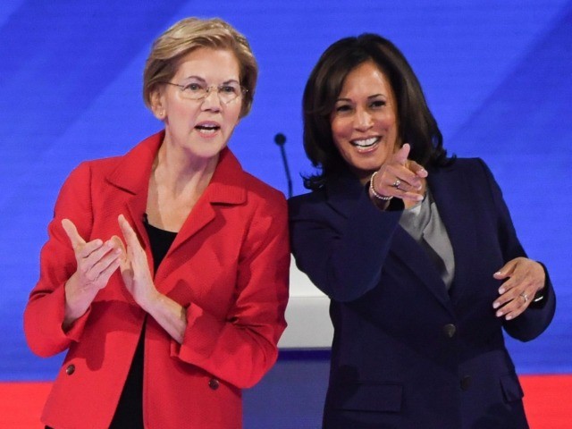 Elizabeth Warren and Kamala Harris debate (Robyn Beck / AFP / Getty)