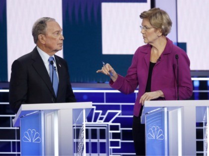 Democratic presidential candidates, former New York City Mayor Mike Bloomberg, left, and S