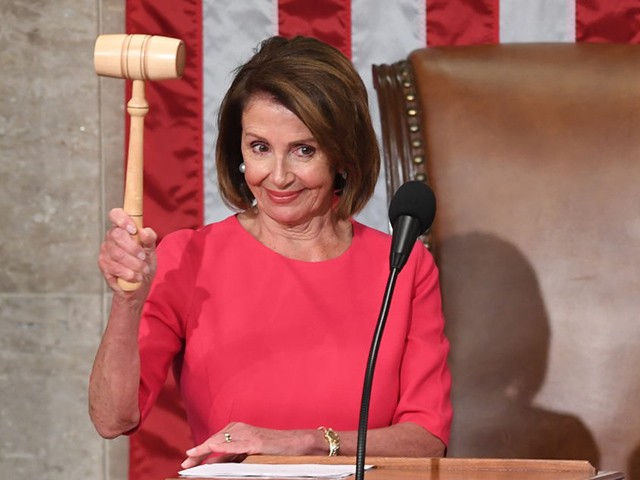 Incoming House Speaker Nancy Pelosi, D-CA, holds the gavel during the opening session of the 116th Congress at the US Capitol in Washington, DC, January 3, 2019. - Veteran Democratic lawmaker Nancy Pelosi was elected speaker of the House Thursday for the second time in her political career, a striking comeback for the only woman ever to hold the post. (Photo by SAUL LOEB / AFP) (Photo credit should read SAUL LOEB/AFP via Getty Images)