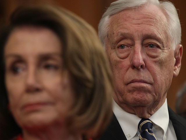 WASHINGTON, DC - JANUARY 30: U.S. Speaker of the House Rep. Nancy Pelosi (D-CA) (L) and House Majority Leader Rep. Steny Hoyer (D-MD) (R) listen during a news conference at the U.S. Capitol January 30, 2019 in Washington, DC. House Democrats held a news conference to introduce the "Paycheck Fairness …