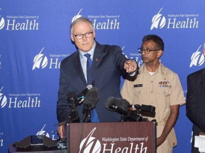 Washington state Governor Jay Inslee takes questions during a press conference about the first confirmed U.S. case of a virus known as the 2019 novel coronavirus at the state Public Health Laboratories on January 21, 2020 in Shoreline, Washington. The patient diagnosed with the virus, also known as the Wuhan …
