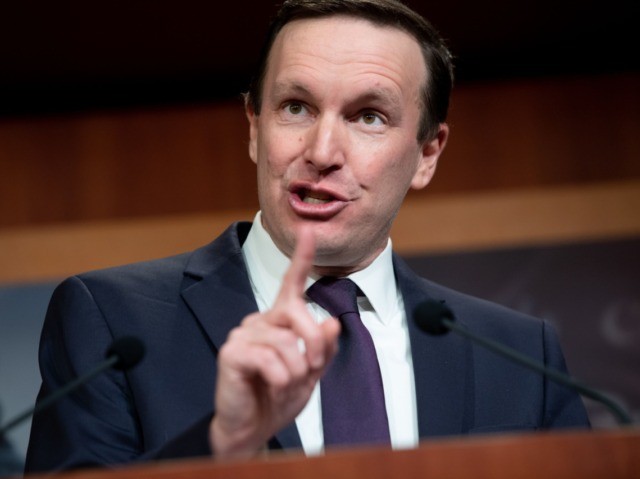 US Senator Chris Murphy, Democrat of Connecticut, speaks during a press conference about t