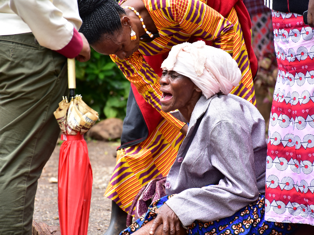 Moshi residents in Kilimanjaro region, north Tanzania, grieve at Mawenzi hospital on Febru