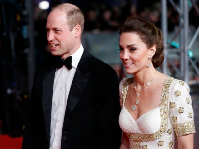 Britain's Prince William, Duke of Cambridge, (L) and Britain's Catherine, Duchess of Cambridge, (R) arrive at the BAFTA British Academy Film Awards at the Royal Albert Hall in London on February 2, 2020. (Photo by Tolga AKMEN / AFP) (Photo by TOLGA AKMEN/AFP via Getty Images)