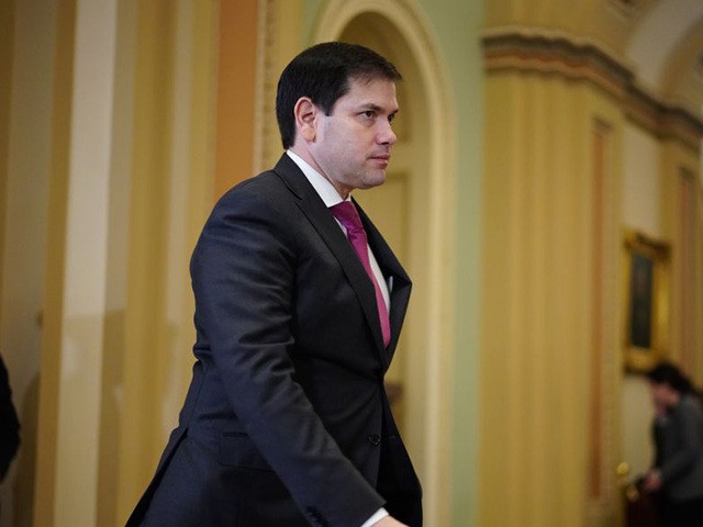 US Senator Marco Rubio (R-FL) returns to the Senate Chamber after a recess in the impeachm