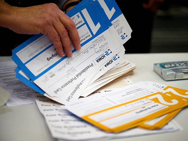 Votes are counted during caucusing in the 66th precinct at Abraham Lincoln High School in Des Moines, Iowa, on February 3, 2020. (Photo by JIM WATSON / AFP) (Photo by JIM WATSON/AFP via Getty Images)